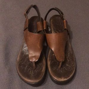 Born brown leather wedge sandals